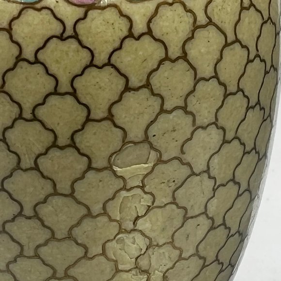 Pair of Vintage Chinese Cloisonne Dragon/Lotus Vases Carved Wood Stand Circa Lat - Picture 3 of 9